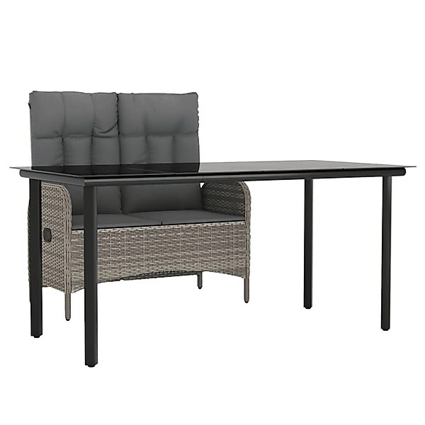 vidaXL 2-Tlg Garten-Essgruppe mit Kissen Grau Poly Rattan 3203506 günstig online kaufen