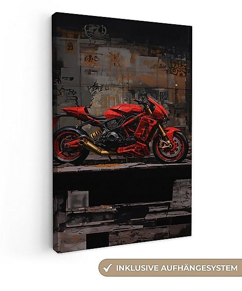 OneMillionCanvasses® Leinwandbild Motorrad - Fahrrad - Rot - Schwarz - Graf günstig online kaufen