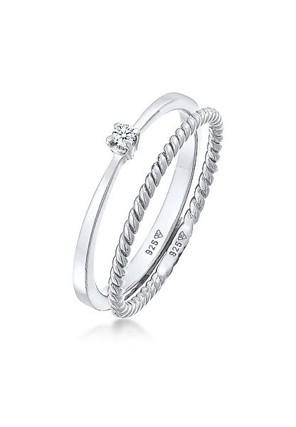 Elli DIAMONDS Diamantring Diamant (0.03 ct) Kordel 2er Ring Set 925 Silber günstig online kaufen