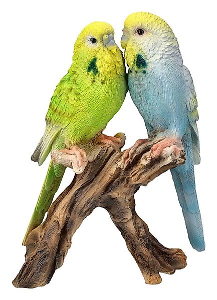 Figuren Shop GmbH Tierfigur Gartenfigur Vogel - Wellensittich Paar grün bla günstig online kaufen