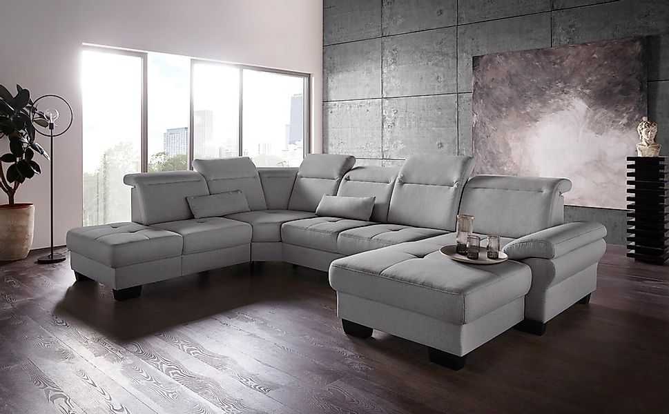 PLACES OF STYLE Wohnlandschaft "Cornwall U-Form" inkl. Sitztiefenverstellun günstig online kaufen