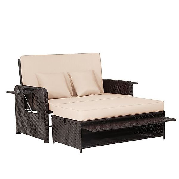 COSTWAY Loungebett, Rattan, 2-Personen, 3 in günstig online kaufen