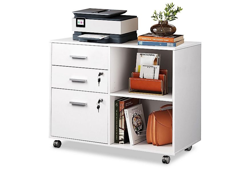 DEVAISE Aktenschrank Rollcontainer mit 3 abschließbaren Schubladen & offene günstig online kaufen