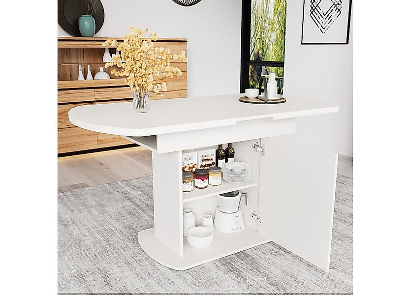 HAUSS SPOLE Esstisch 110/130x70x75cm, Ausziehbarer ovaler Esstisch mit Stau günstig online kaufen