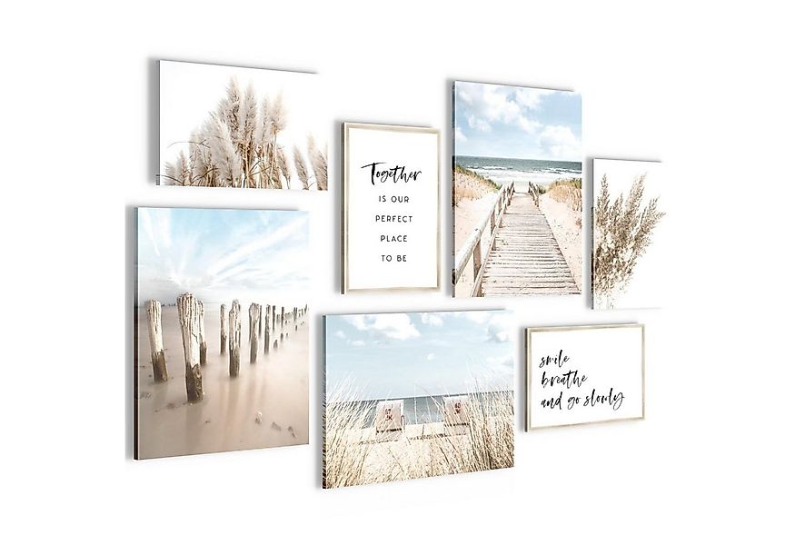 Novart Wandbild Wandbilder Strand Meer Boho - KOMPLETT AUFHÄNGFERTIG - Blau günstig online kaufen