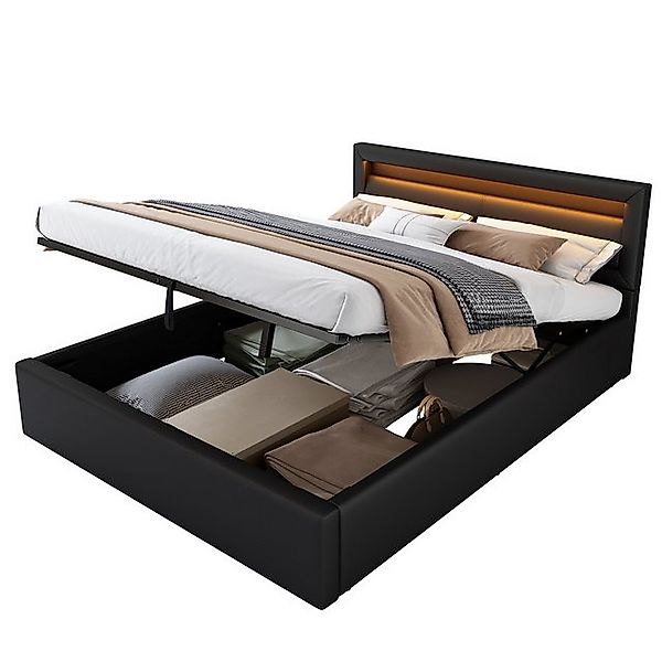 SOFTWEARY Polsterbett mit Lattenrost und LED-Beleuchtung (Doppelbett inkl. günstig online kaufen