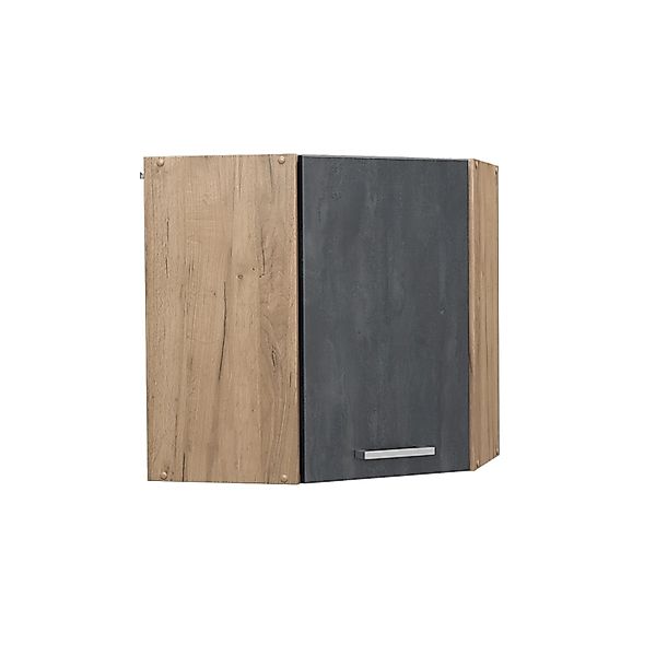 Vicco Eckhängeschrank R-Line Küchen-Eckschrank Schwarz Beton/Goldkraft Eich günstig online kaufen