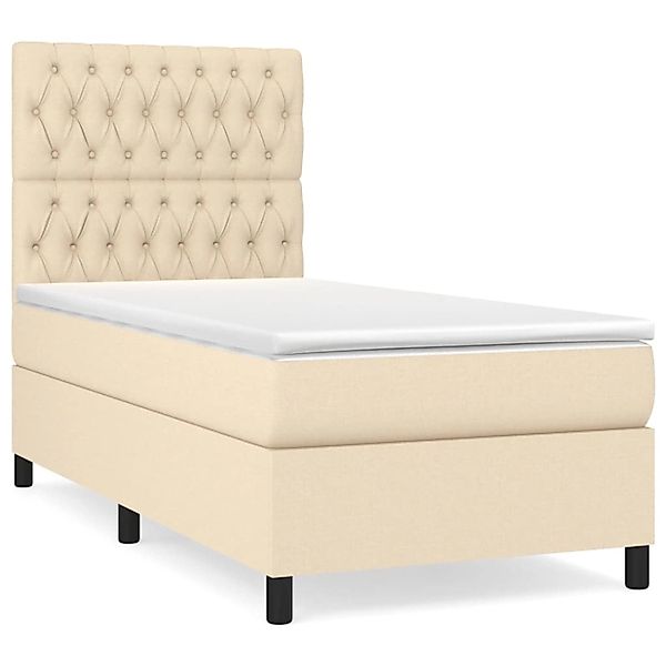 Vidaxl Boxspringbett Mit Matratze Creme 100x200 Cm Stoff günstig online kaufen