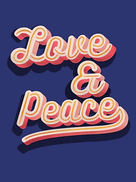 Poster / Leinwandbild - Love And Peace Typography günstig online kaufen