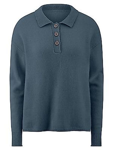 Polo-Pullover Kaschmir Peter Hahn blau günstig online kaufen