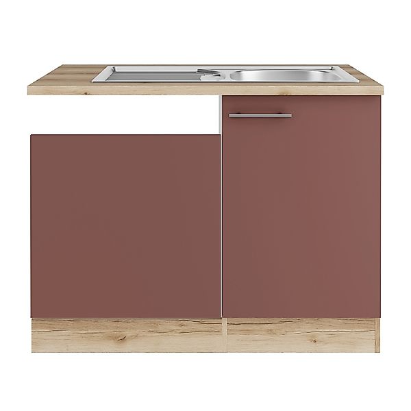 OPTIFIT Bari407 Küchen-Spülenunterschrank Rostrot günstig online kaufen