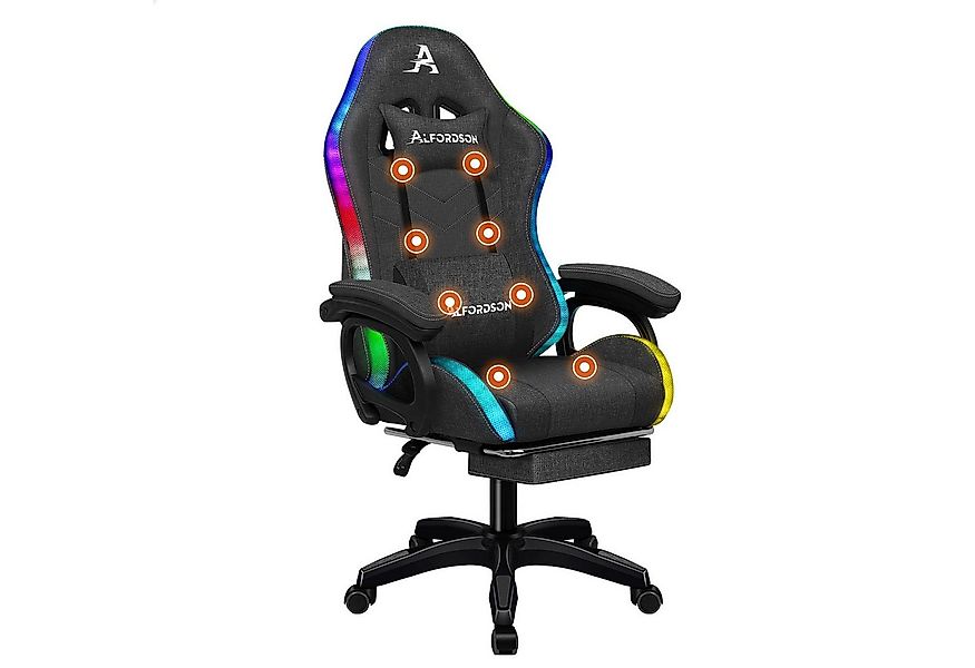 ALFORDSON Gaming-Stuhl mit 8-Punkt-Massagefunktion, mit RGB-Beleuchtung, mi günstig online kaufen