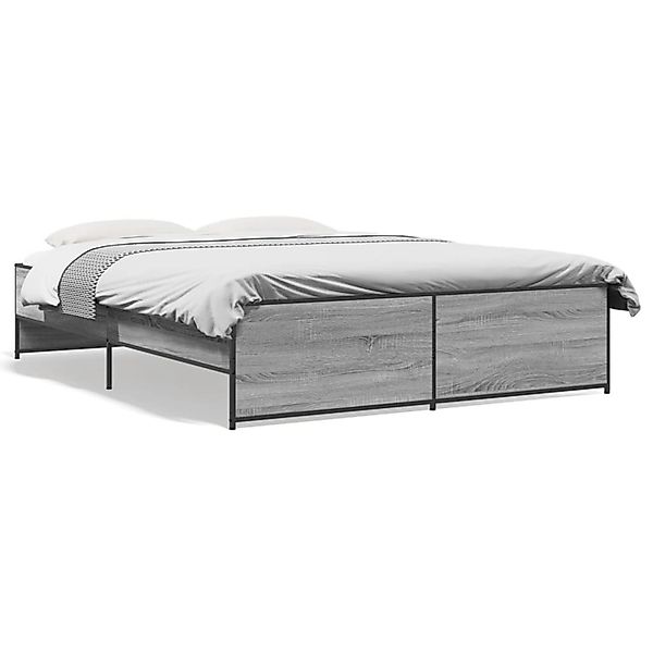 vidaXL Bettgestell Grau Sonoma 160x200 cm Holzwerkstoff und Metall 3279880 günstig online kaufen