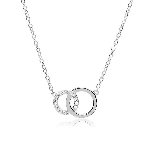 JEWLIX Silberkette Ineinander verschlungenen Kreisanhängern und Zirkonia in günstig online kaufen