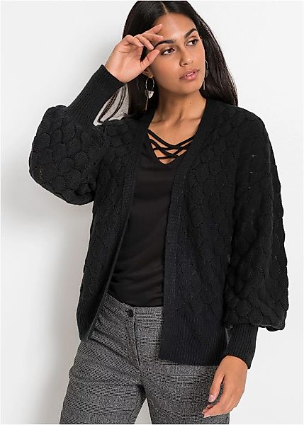 bonprix Ajourstrickjacke "Ajour-Strickjacke" Oversize-Passform, Ajour-Muste günstig online kaufen