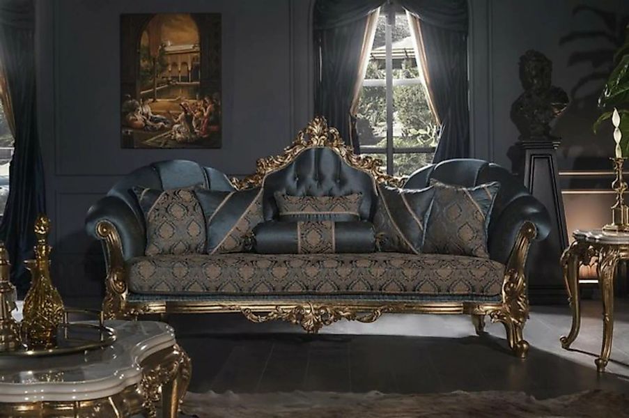 JVmoebel Sofa Sofa 3 Sitzer Blau Polstersofa Wohnzimmer Elegantes Design Kl günstig online kaufen