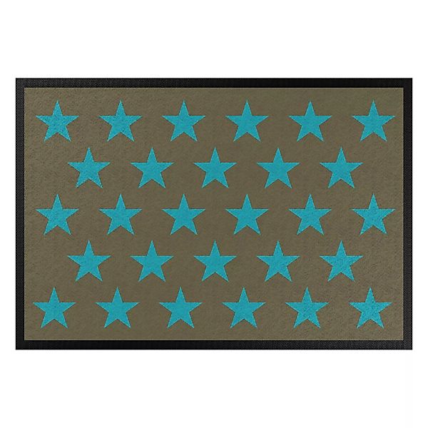 Fußmatte Muster & Textur Sterne versetzt braun türkisblau günstig online kaufen