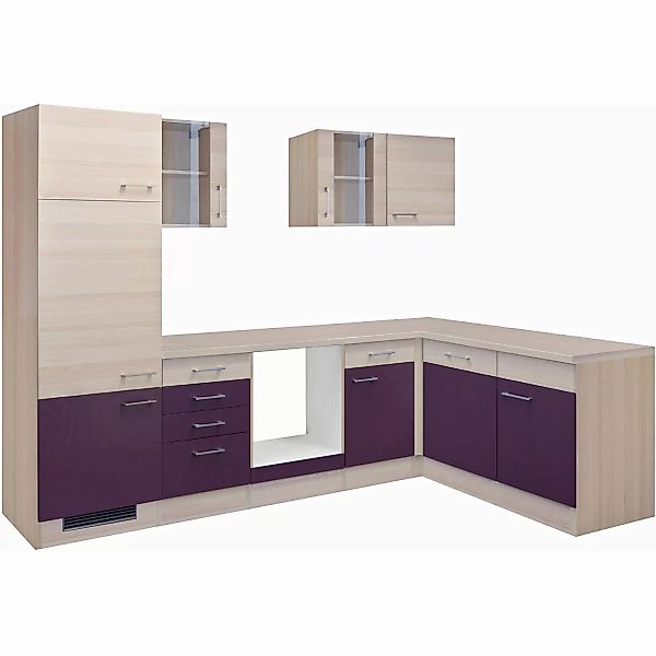 Flex-Well Exclusiv Winkelküche Focus 280 cm ohne E-Geräte Akazie-Aubergine günstig online kaufen