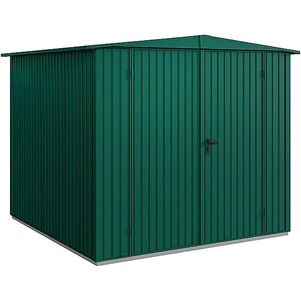 Hörmann Gerätehaus Trend mit Satteldach Typ 2 RAL6005 Moosgrün Doppeltür günstig online kaufen