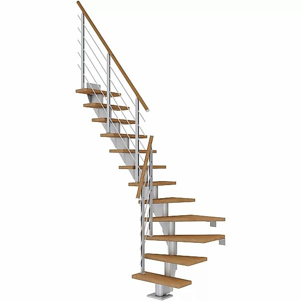 Dolle Mittelholmtreppe Frankfurt Eiche Perlgrau GH bis 258 cm 1/4 - gew. 75 günstig online kaufen