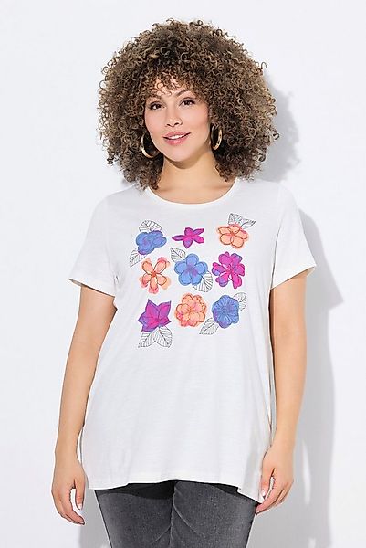 Ulla Popken T-Shirt T-Shirt Blüten A-Linie Rundhals Halbarm günstig online kaufen