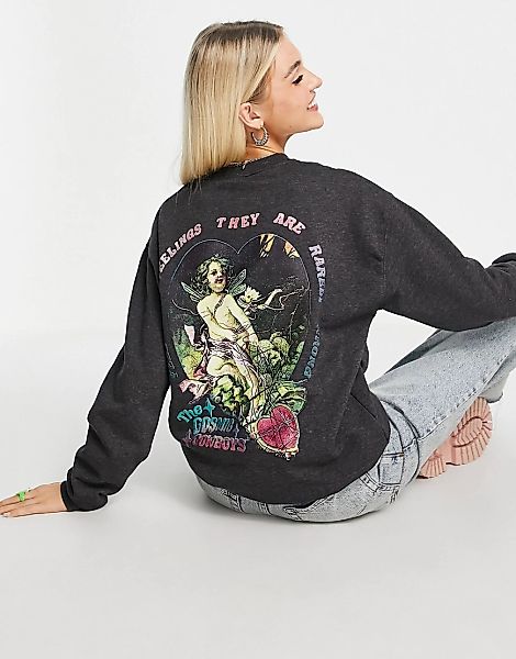 New Girl Order – Cosmic Cowboys – Sweatshirt in verwaschenem Schwarz günstig online kaufen