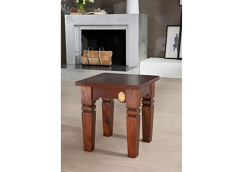 Massivmoebel24 Hocker (Hocker Akazie 42x42x45 nougat günstig online kaufen