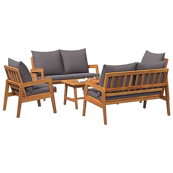 vidaXL Loungesofa Set aus 3 Anthrazit Massivholz Standard Langlebig, 3 Teil günstig online kaufen