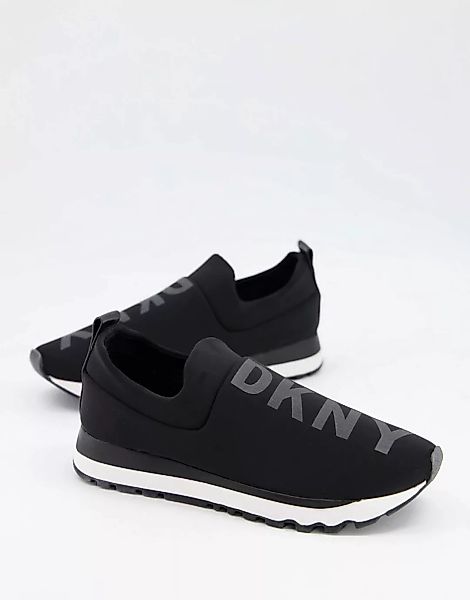 DKNY – Schlupf-Sneaker in Schwarz mit Logo aus Leder günstig online kaufen