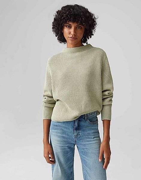 OPUS Strickpullover PONTELLE aus nachhaltigem BCI Cotton Funnel Neck, natür günstig online kaufen