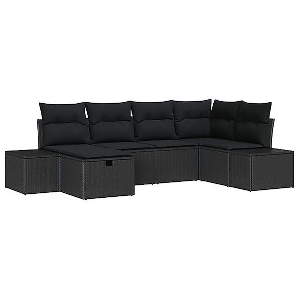 vidaXL Loungesofa 6-teiliges Garten Sofa Set mit Kissen aus schwarzem Poly günstig online kaufen