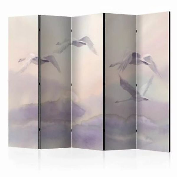 artgeist Paravent Flying Swans II [Room Dividers] mehrfarbig Gr. 225 x 172 günstig online kaufen
