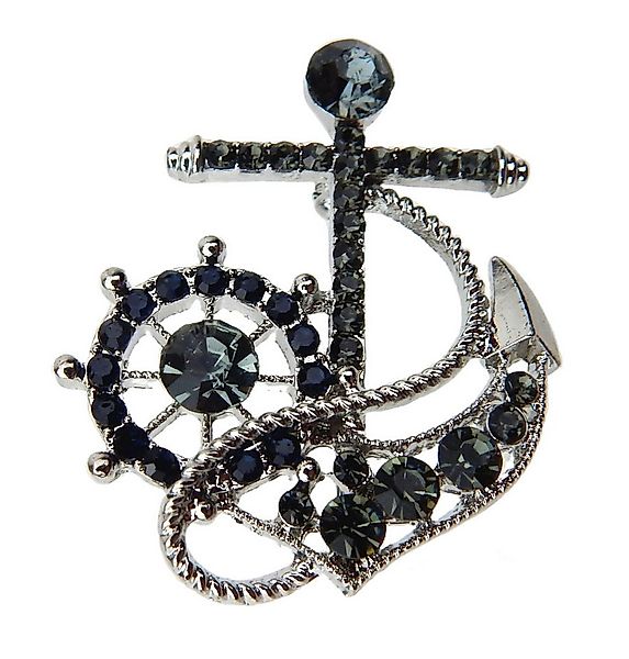 Ella Jonte Brosche, Anker gold oder silber Strass Ziernadel maritim unisex günstig online kaufen
