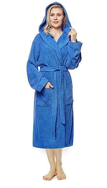 Arus Damenbademantel Pandora, waden lang, mit Kapuze, 100% Baumwolle, für S günstig online kaufen