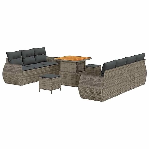 vidaXL Gartensofa-set mit Kissen mit Speicher 10-Tlg Grau Poly-Rattan 33637 günstig online kaufen