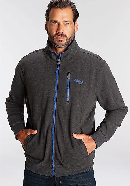 Mans World Sweatjacke mit kontrastfarbigem Reißverschluss günstig online kaufen