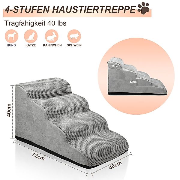 Clanmacy Haustiertreppe Hunderampe Hundetreppe 4 Stufen günstig online kaufen
