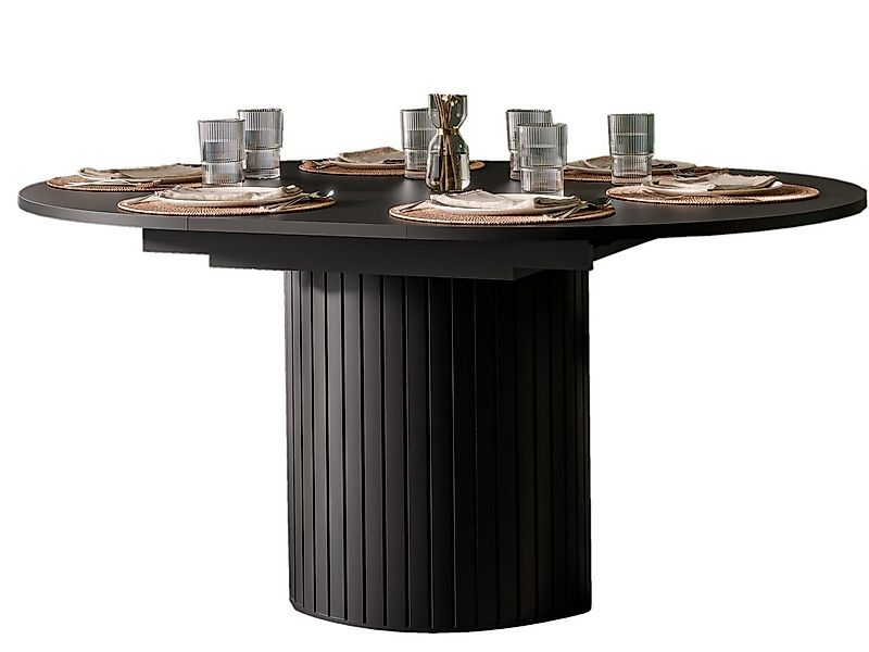 Compleo Esstisch 120-160 cm MODERNO, Säulengestell mit Rillenstruktur, ausz günstig online kaufen