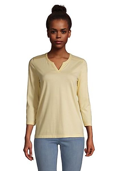 Supima-Shirt mit Tunika-Ausschnitt, Damen, Größe: L Normal, Gelb, Baumwolle günstig online kaufen
