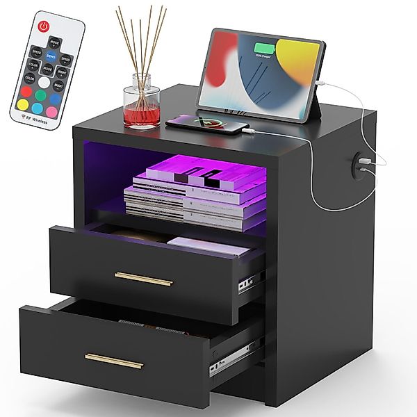 oyajia Nachttisch Nachttisch Sofatisch mit LED-Beleuchtung,Nachtschrank günstig online kaufen