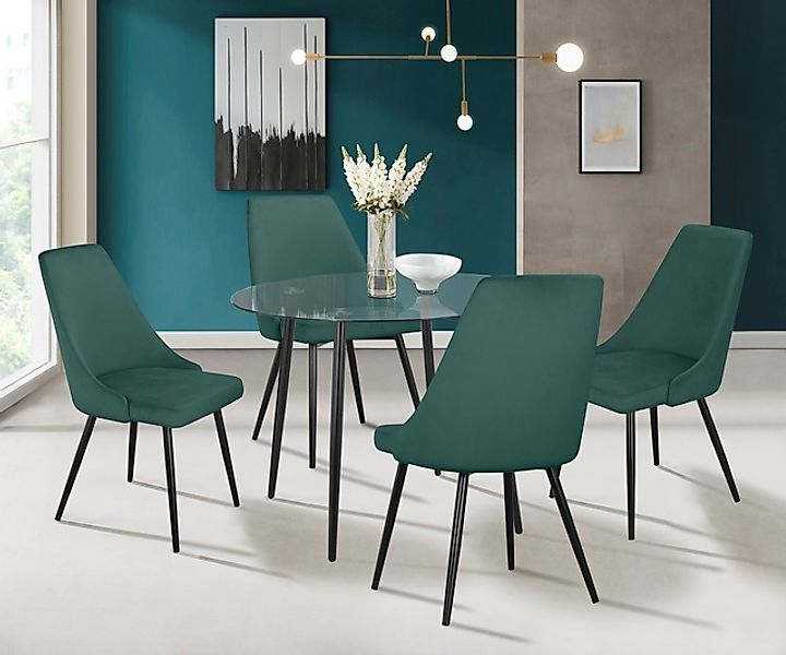INOSIGN Essgruppe »Danny-Malio« Set, Set 100 cm, 5 Stk. tlg. Glastisch 100x günstig online kaufen