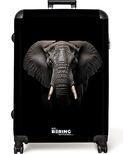 NoBoringSuitcases.com© Hartschalen-Trolley Elefant Vorderansicht auf schwar günstig online kaufen