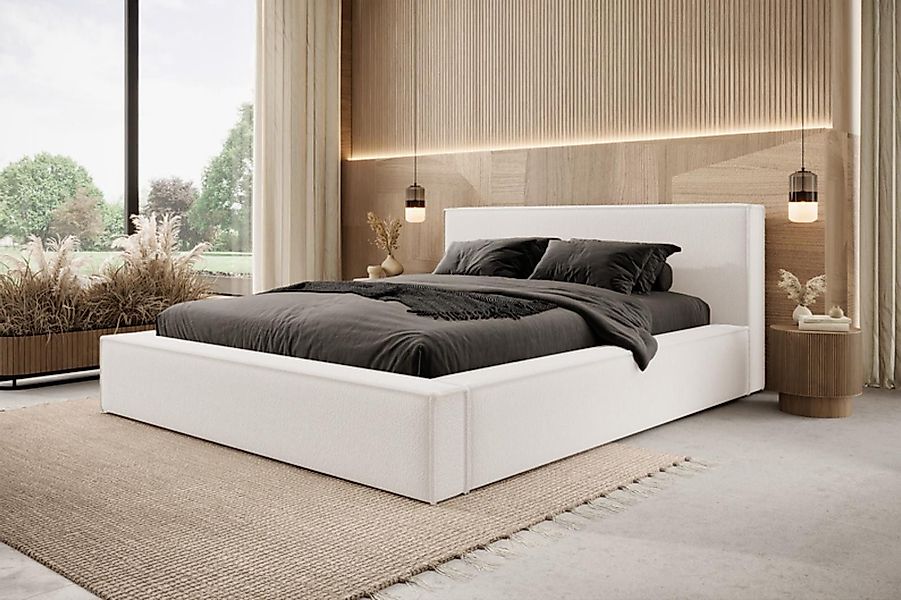 Compleo Polsterbett Boucle-Bett mit Stauraum, Doppelbett günstig online kaufen