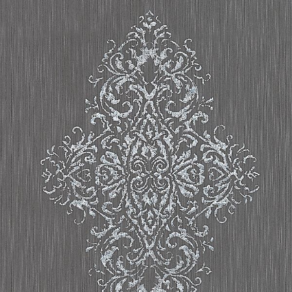 Bricoflor Neobarock Tapete mit Glitzer in Silber Ornament Textiltapete in a günstig online kaufen