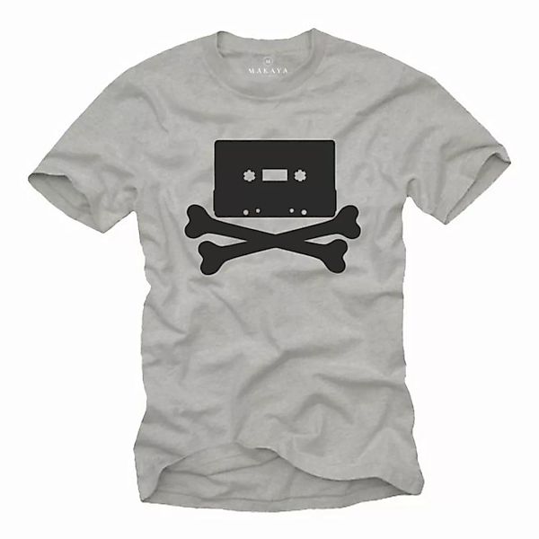 MAKAYA Print-Shirt Herren Vintage Oldschool Kassette Hip Hop Tape Skull Tot günstig online kaufen