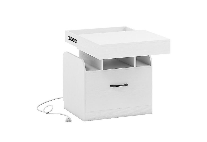 KOMFOTTEU Nachttisch, Nachtkommode mit Geheimfach, Schublade & Ladestation günstig online kaufen