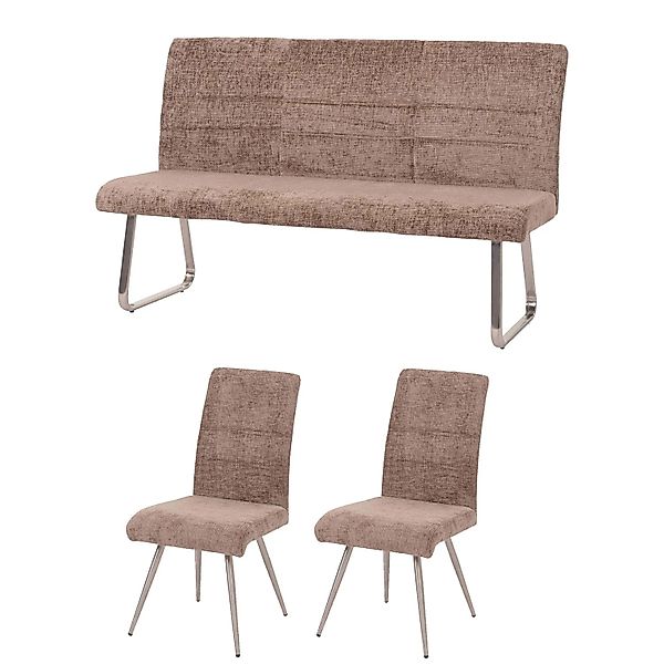 MCW Esszimmer-Set G55  2er-Set Stuhl + Sitzbank 160cm 3-teilig Stoff Chenil günstig online kaufen