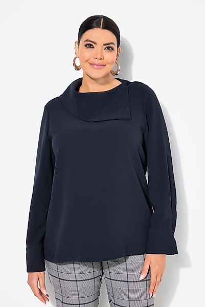 Ulla Popken Druckbluse Acetat-Bluse asymmetrischer Hemdkragen günstig online kaufen