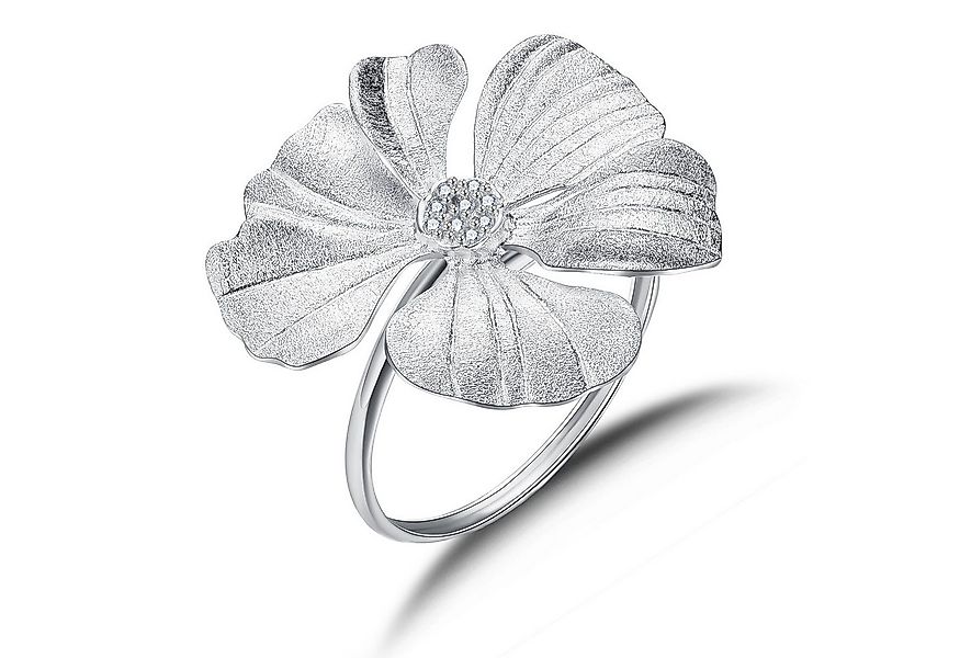 Runde Perlé Silberring blühende Pfingstrose, handgefertigter Ring, 925er Si günstig online kaufen