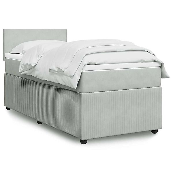 vidaXL Boxspringbett mit Matratze Hellgrau 90x190 cm Samt 3289908 günstig online kaufen